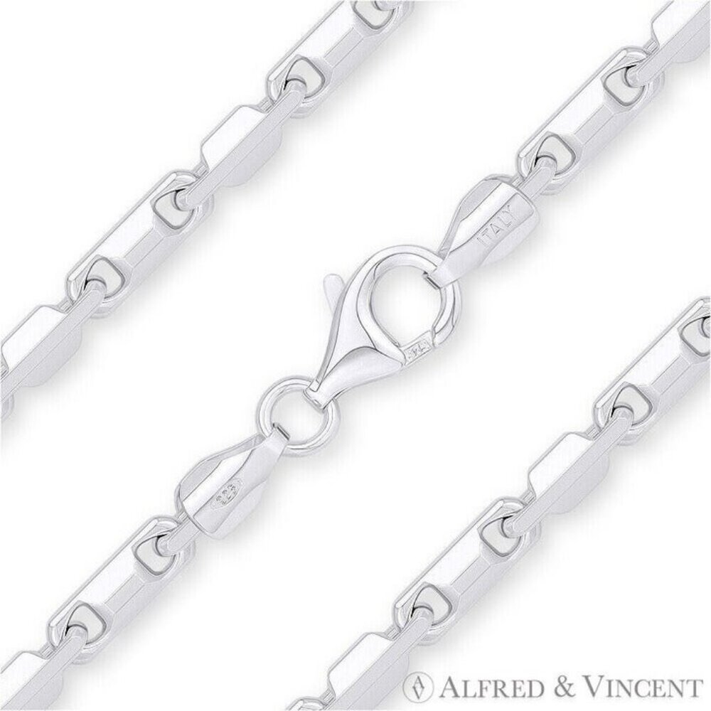 Heshe Link Bar Chain Bracelet in .925 Italy Sterling Silver - 9"
